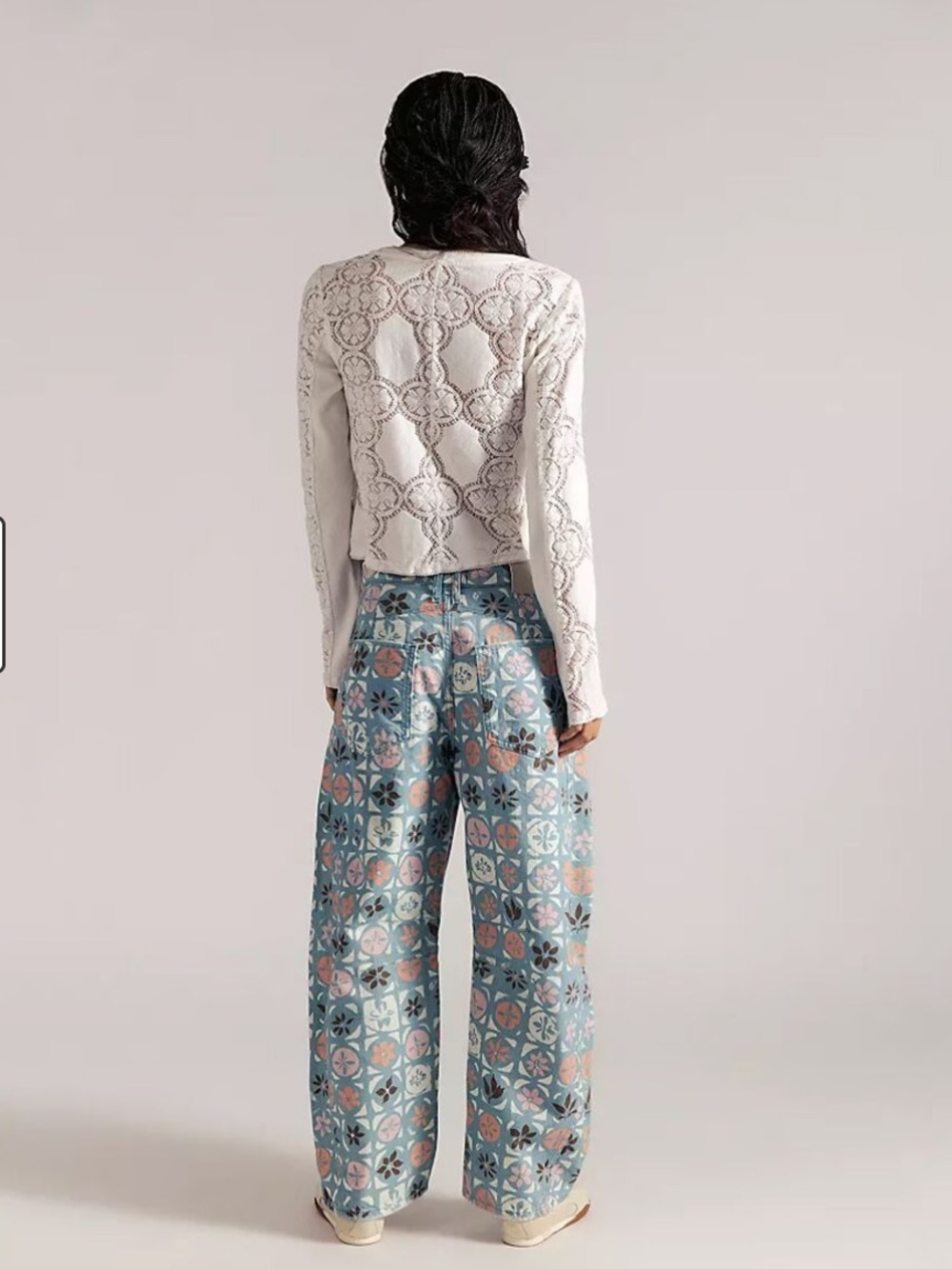 Free People We The Free Good Luck Printed Barrel Jeans Jade Combo 29 NWOT - Picture 3 of 9